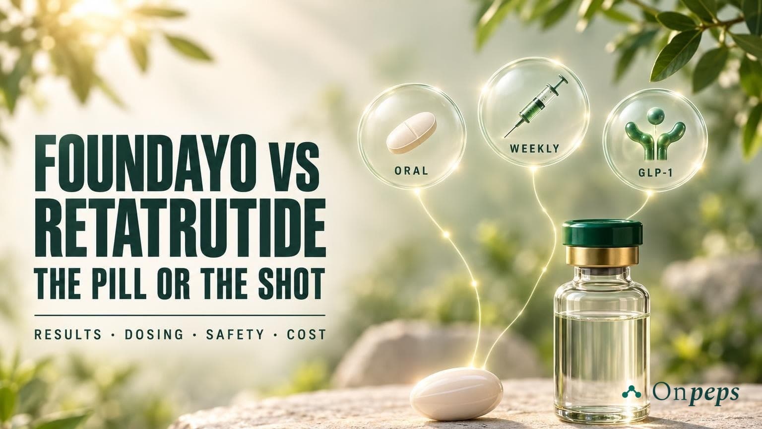 Foundayo vs Retatrutide: The Pill or the Shot — results, dosing, safety, cost — by ONPEPS.COM