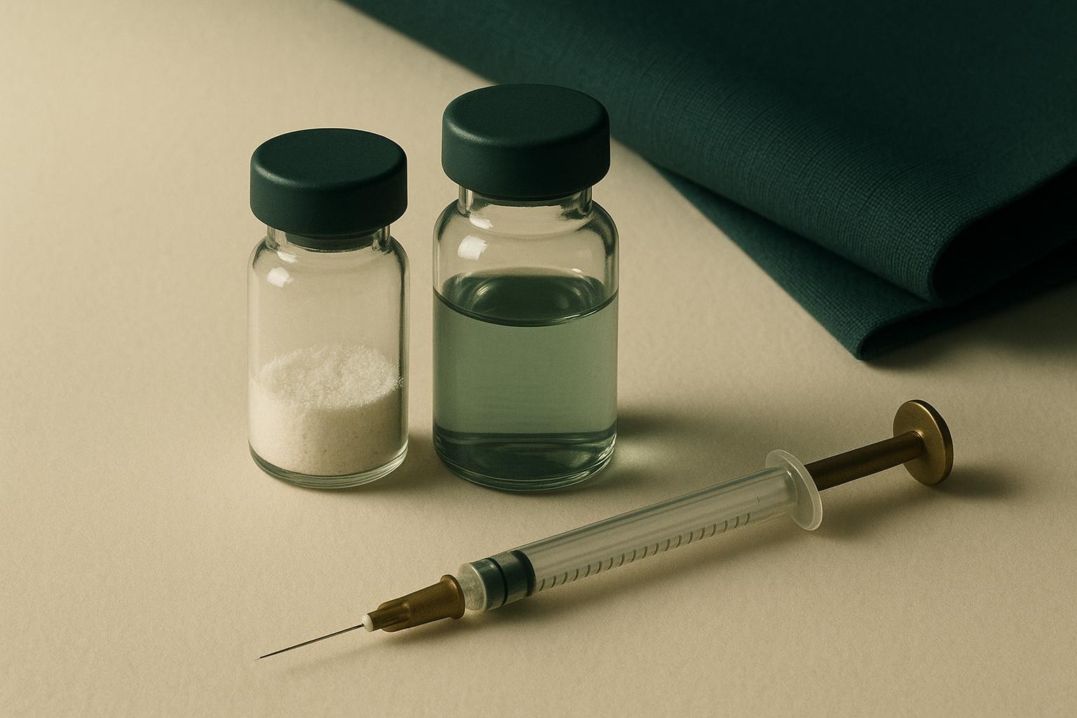 Retatrutide vial, bacteriostatic water and insulin syringe by ONPEPS.COM